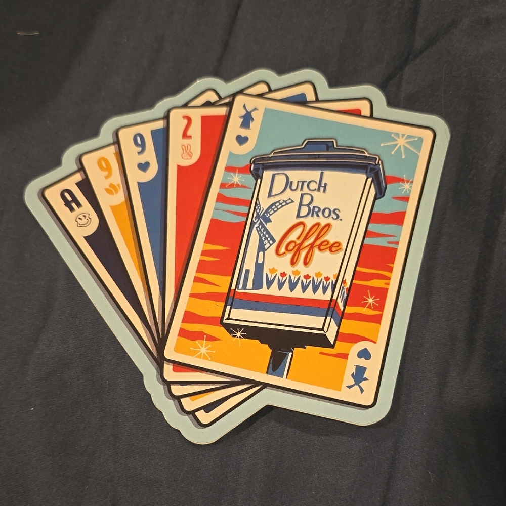 Dutch Bros Colorful Playing Card Sticker